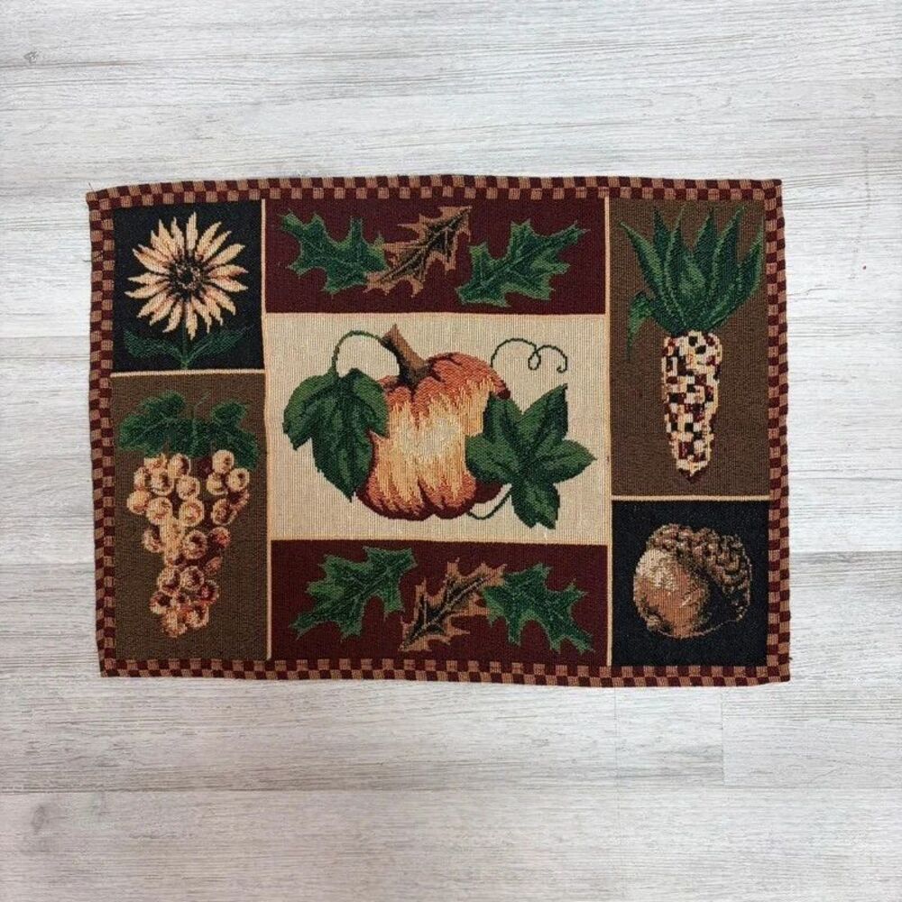Pumpkin Fall Woven Tapestry Placemats Set of 4